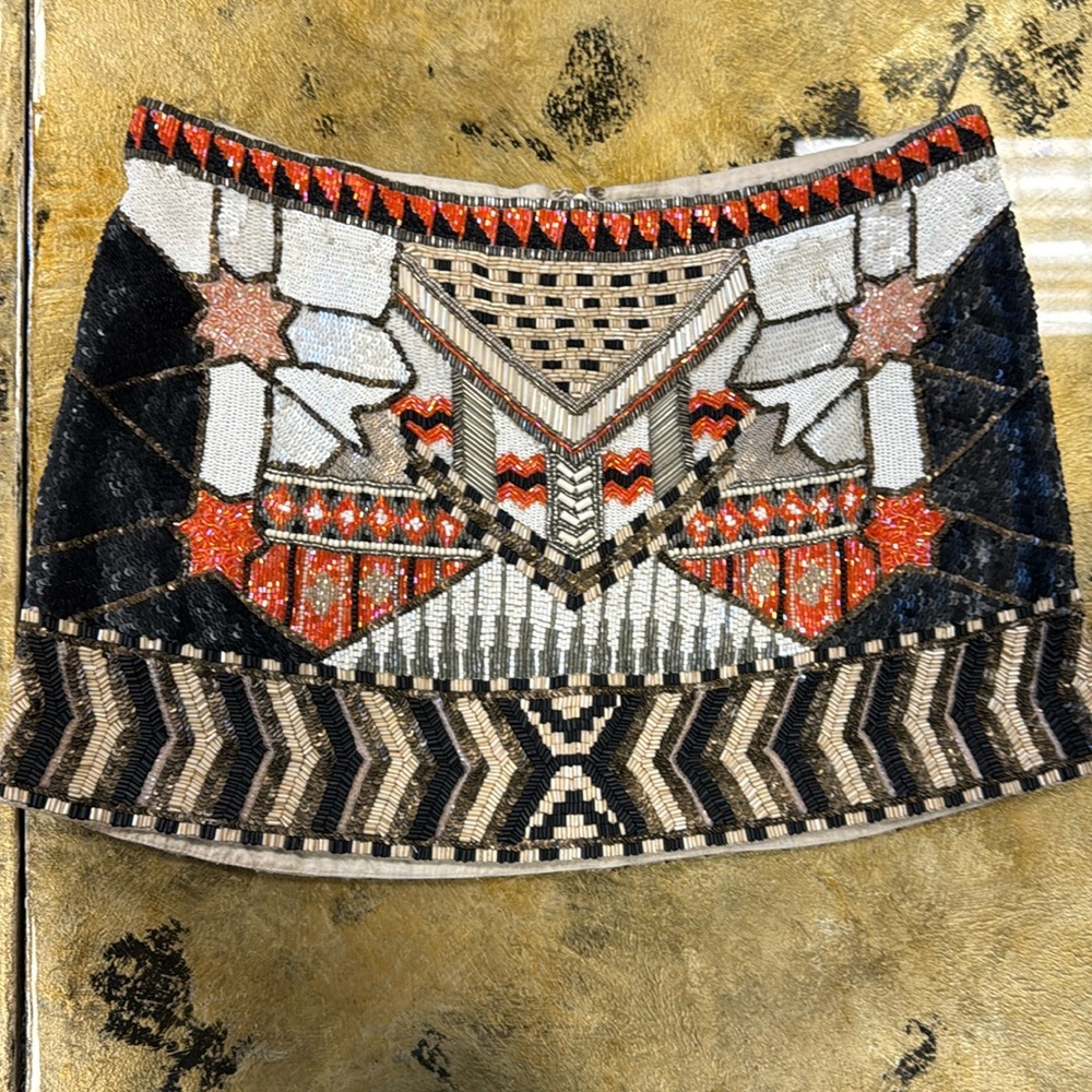 All Saints Multicolor Geometric Mini Skirt